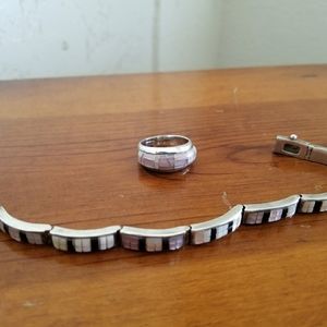 Sterling silver bracelet and ring.